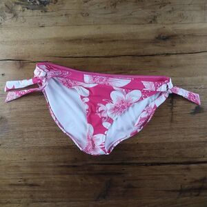 LEILANI PINK FLORAL LOW RISE SIDE TIE DETAIL BIKINI BOTTOMS SIZE XL